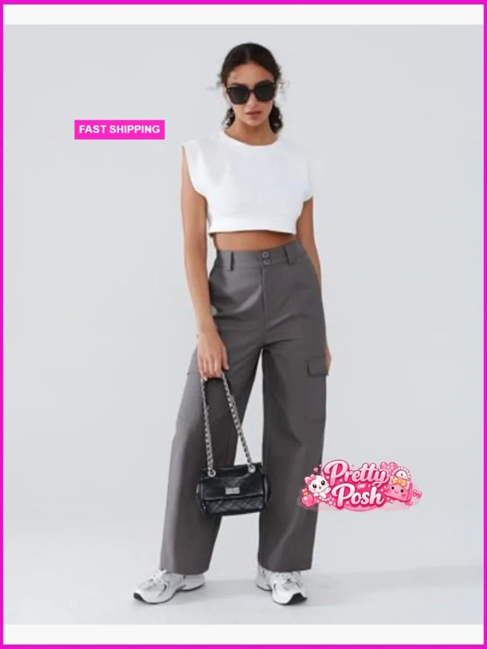 High Waist Cargo Pants Multiple Pockets Comfortable Flexible Fit